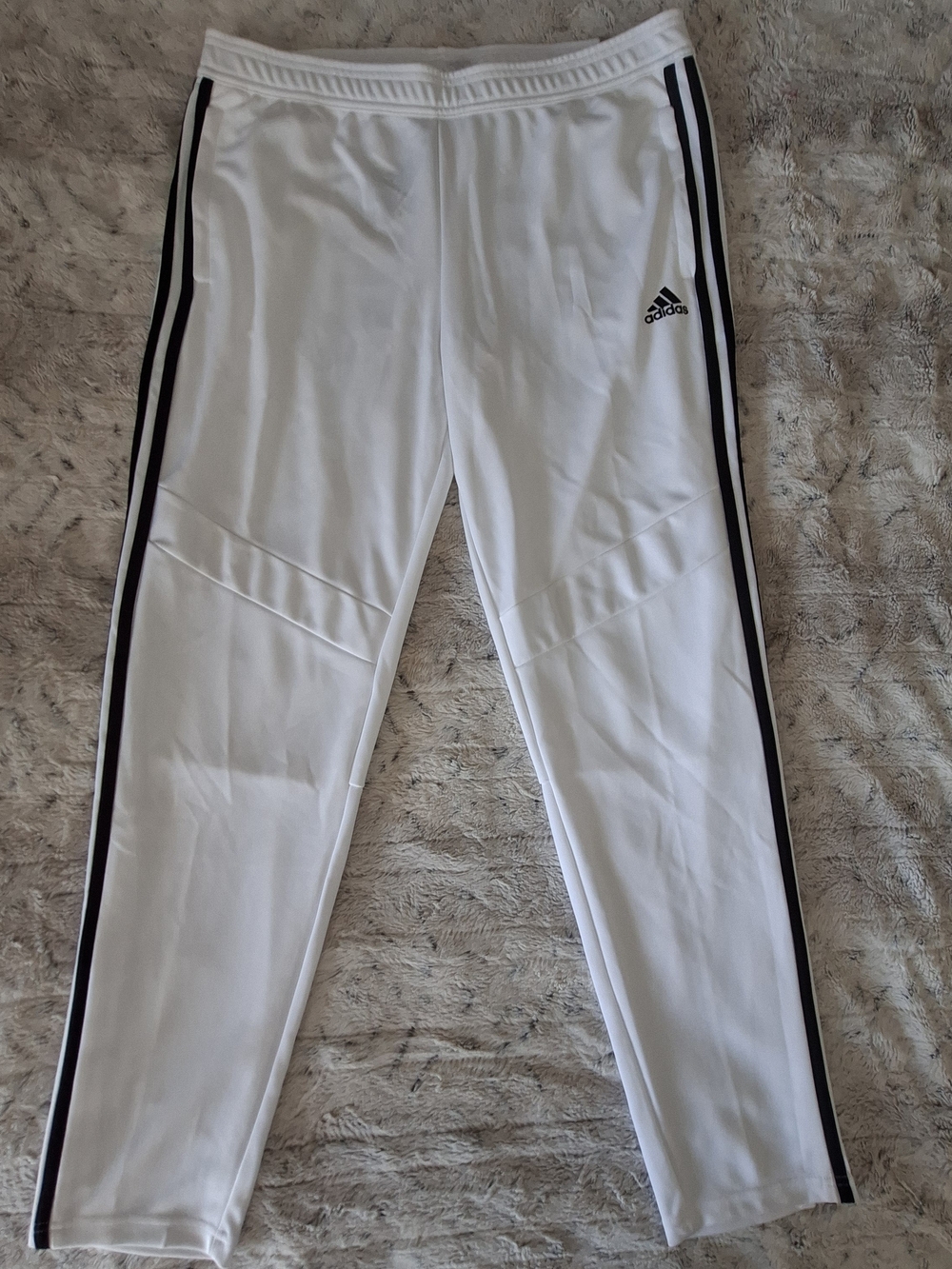 Adidas Men's White Training Pants with Black Trio Track Pants Stripe Size XL